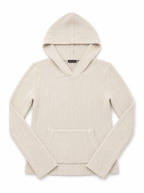Moda International Ribbed Hooded Turtleneck Sweater - Cream